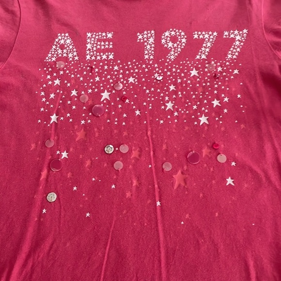 American Eagle Pink L/S Top With Scattered Sequins. Medium - Picture 2 of 8